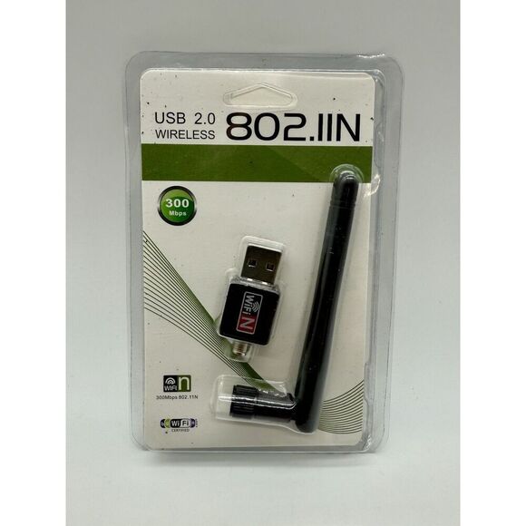 USB 2.0 Wireless 802.IIN W-Fi Network Dongle Adapter‎ 300 Mbps Black - Picture 1 of 2